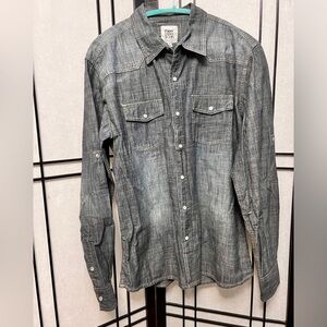 NWOT Paper Denim & Cloth (PD&C) Mens Snap Front Shirt, roll tab sleeves -size L
